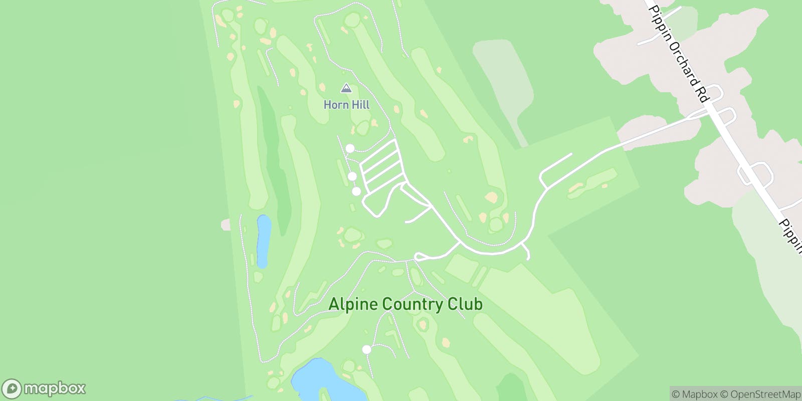 Street map of Alpine Country Club (RI) and its local surroundings.