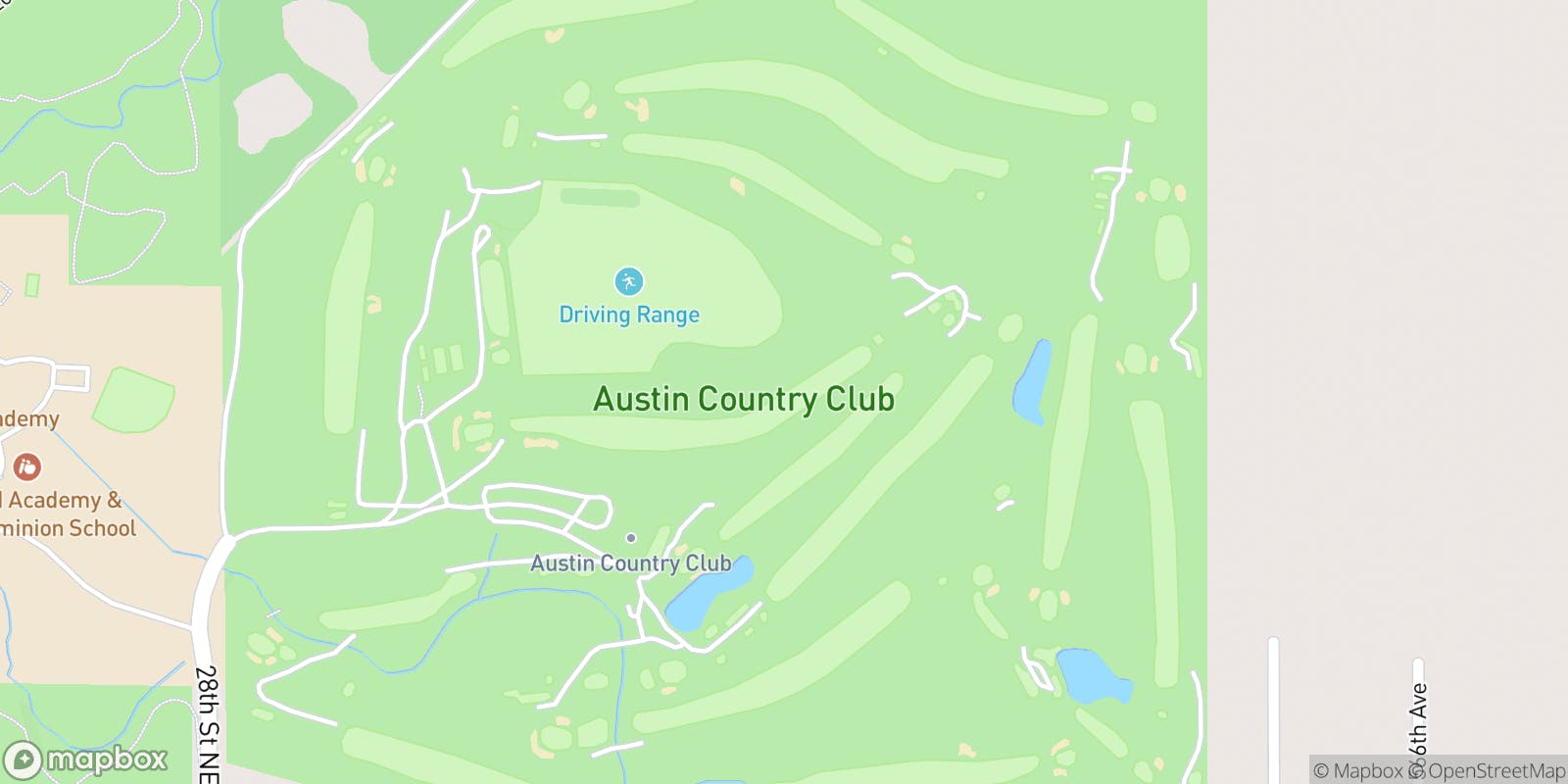 Street map of Austin Country Club and its local surroundings.