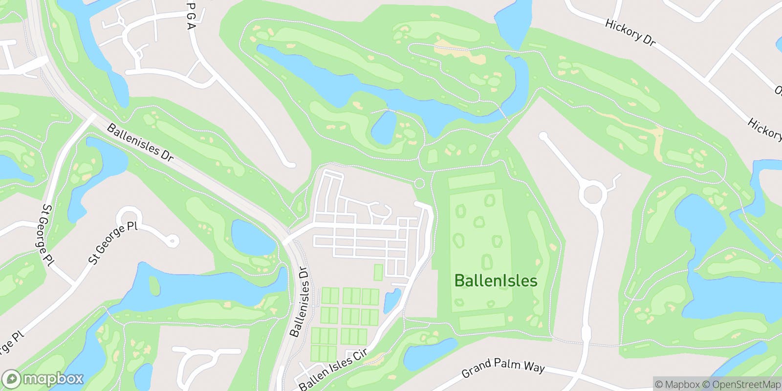 Street map of BallenIsles Country Club and its local surroundings.