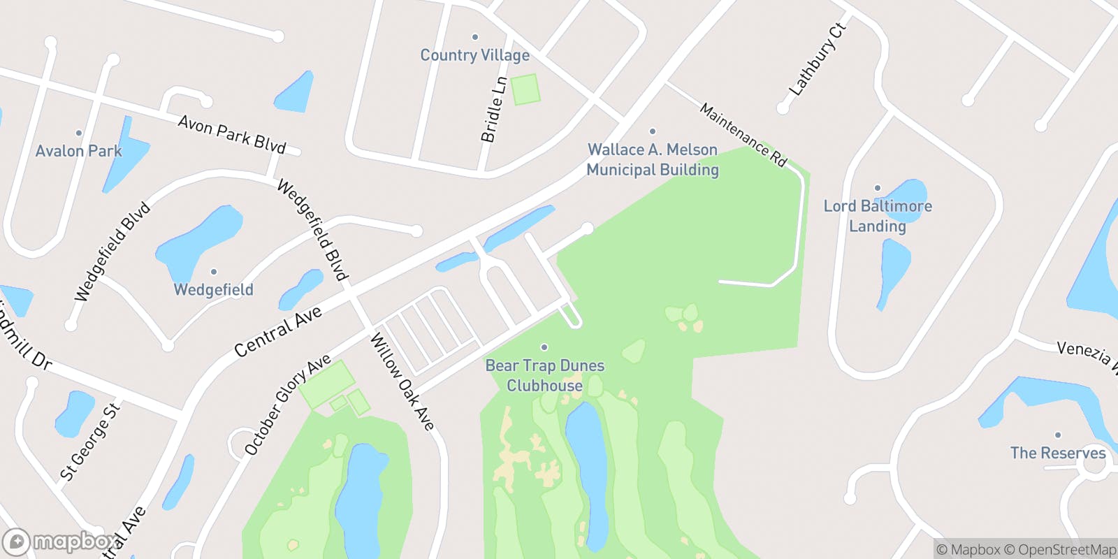 Street map of Bear Trap Dunes Golf Club and its local surroundings.