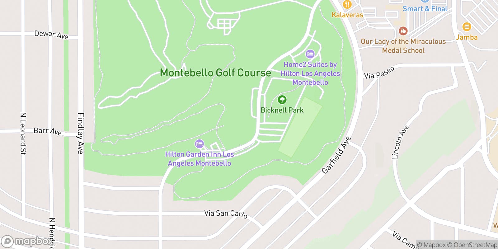 Street map of Bella Verde Golf Club and its local surroundings.