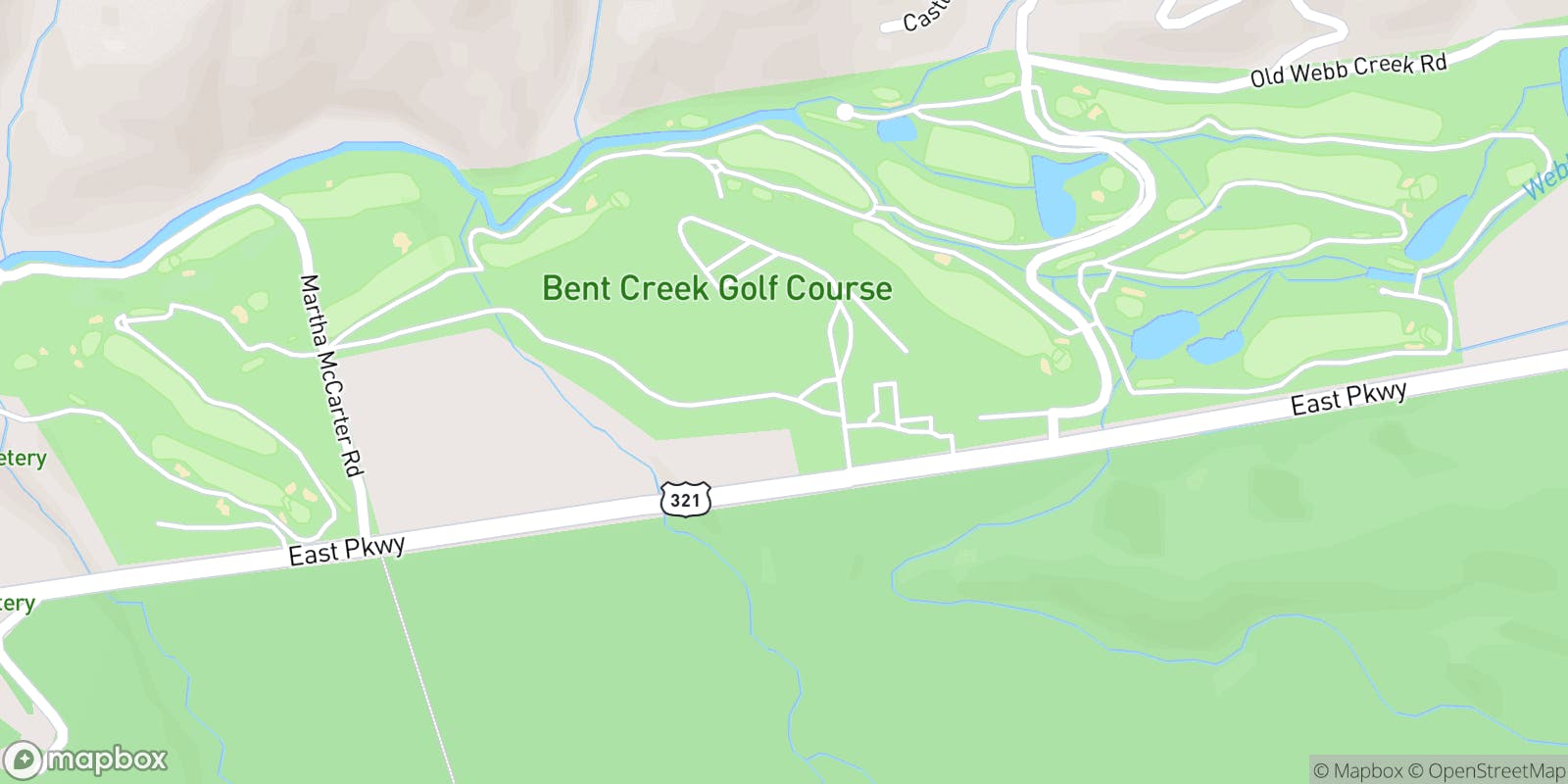 Street map of Bent Creek Golf Course  and its local surroundings.