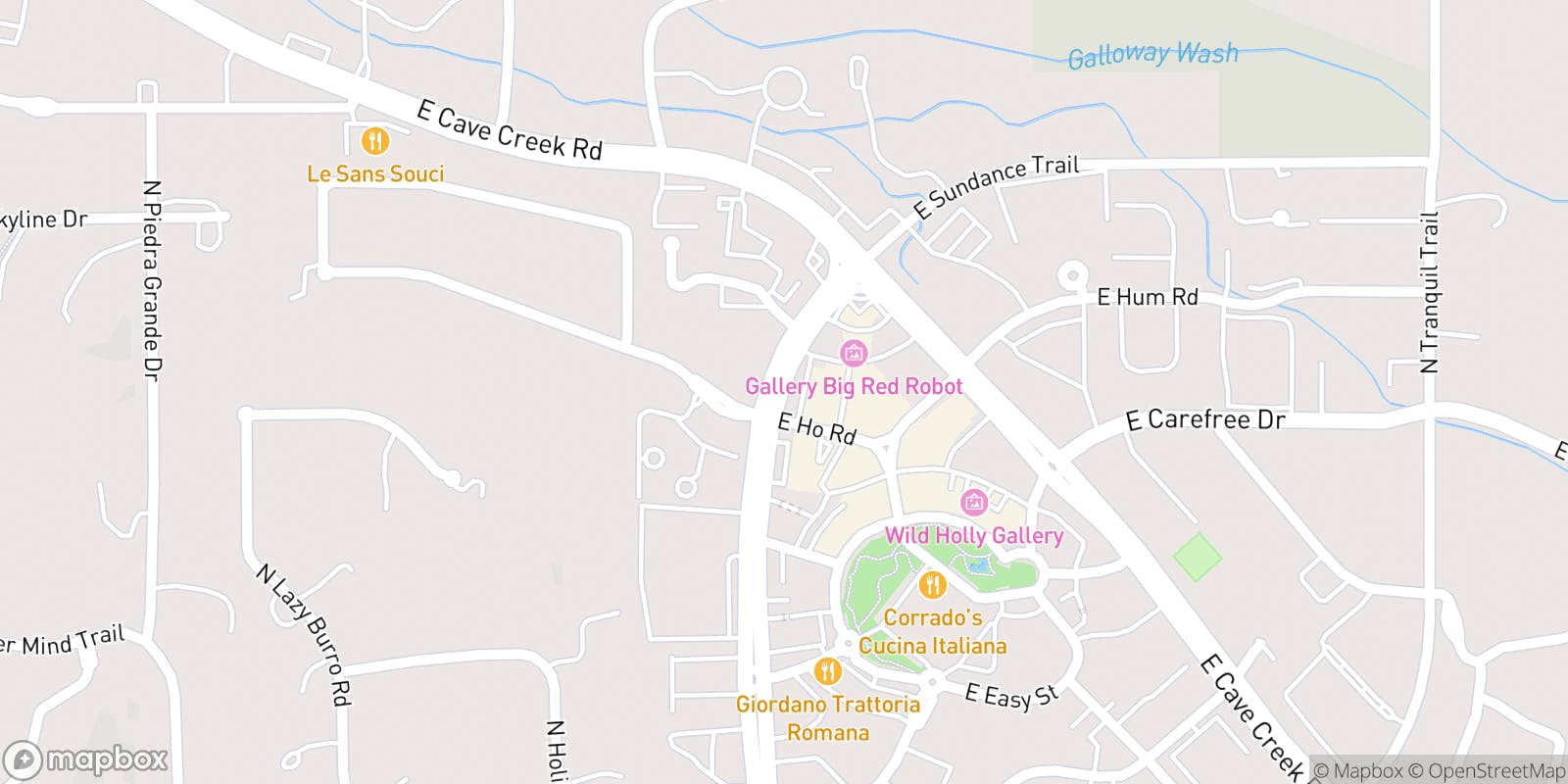 Street map of Boulders Resort & Spa Scottsdale and its local surroundings.