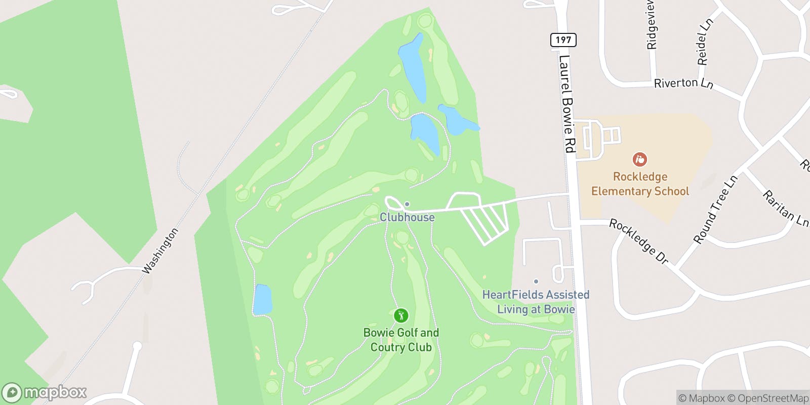 Street map of Bowie Golf Club  and its local surroundings.