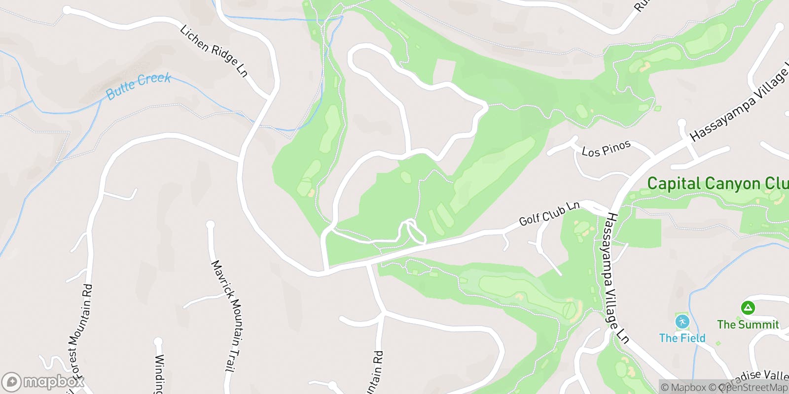 Street map of Capital Canyon Club and its local surroundings.