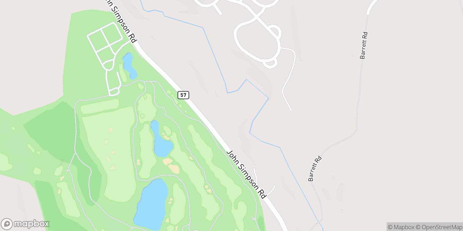 Street map of Centennial Golf Club and its local surroundings.