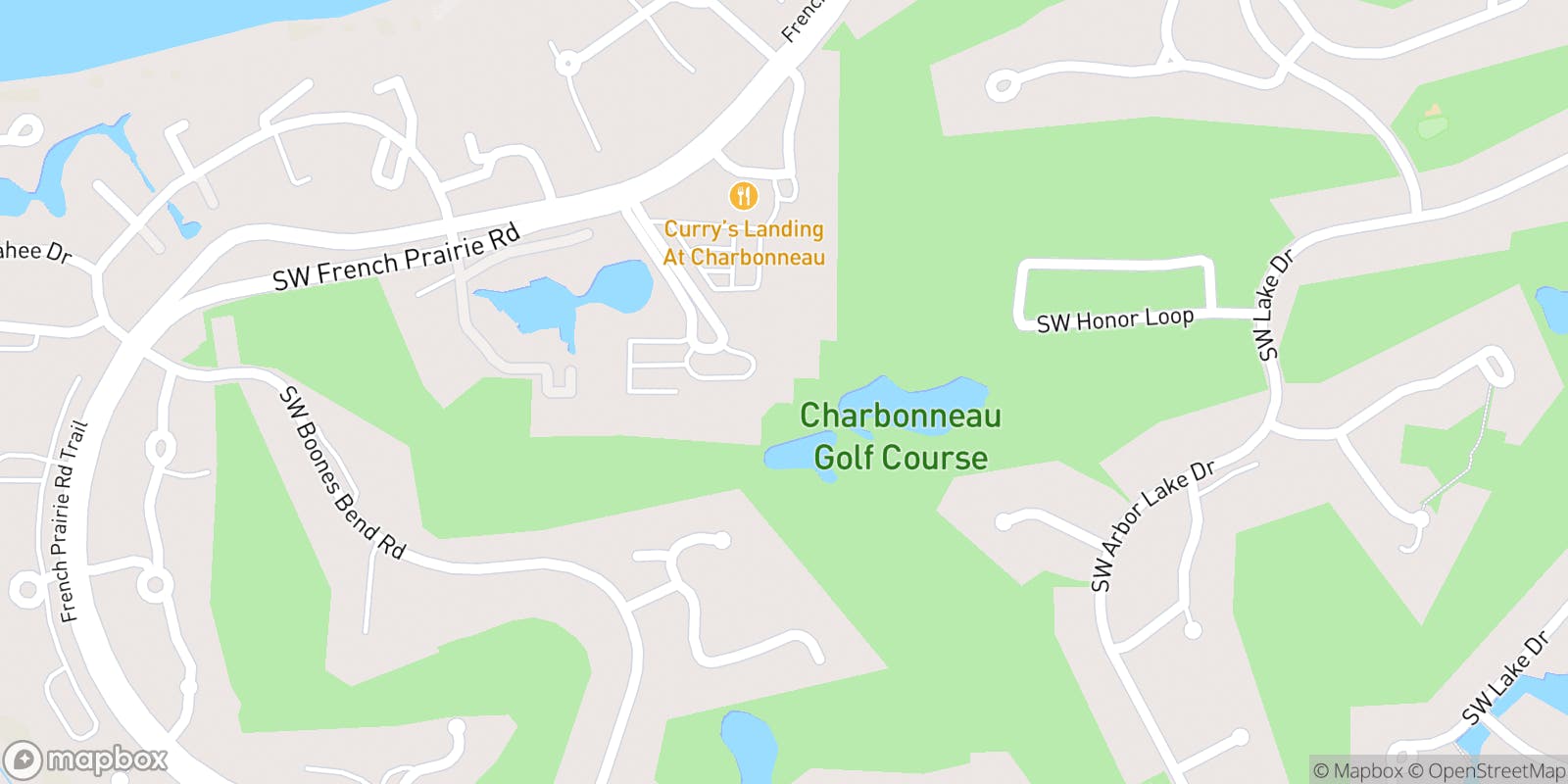 Street map of Charbonneau Golf Club and its local surroundings.