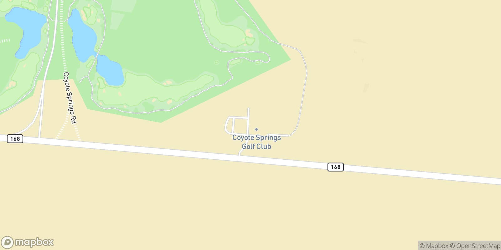 Street map of Coyote Springs Golf Club and its local surroundings.