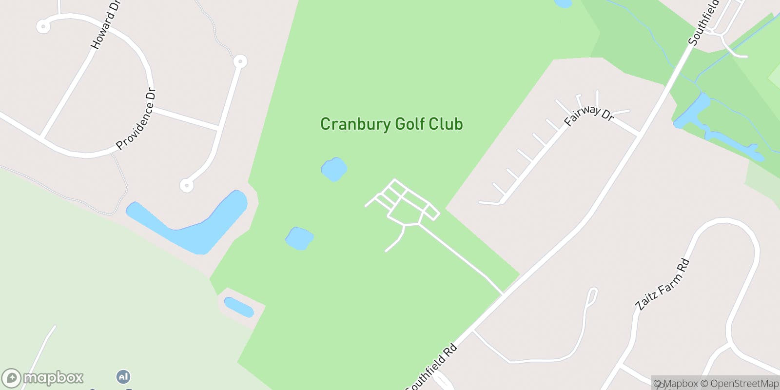 Street map of Cranbury Golf Club and its local surroundings.