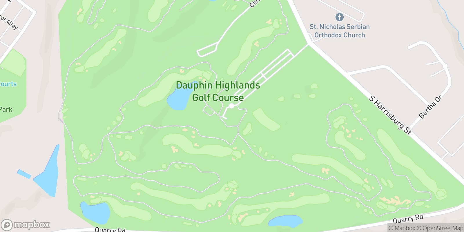 Street map of Dauphin Highlands Golf Course and its local surroundings.