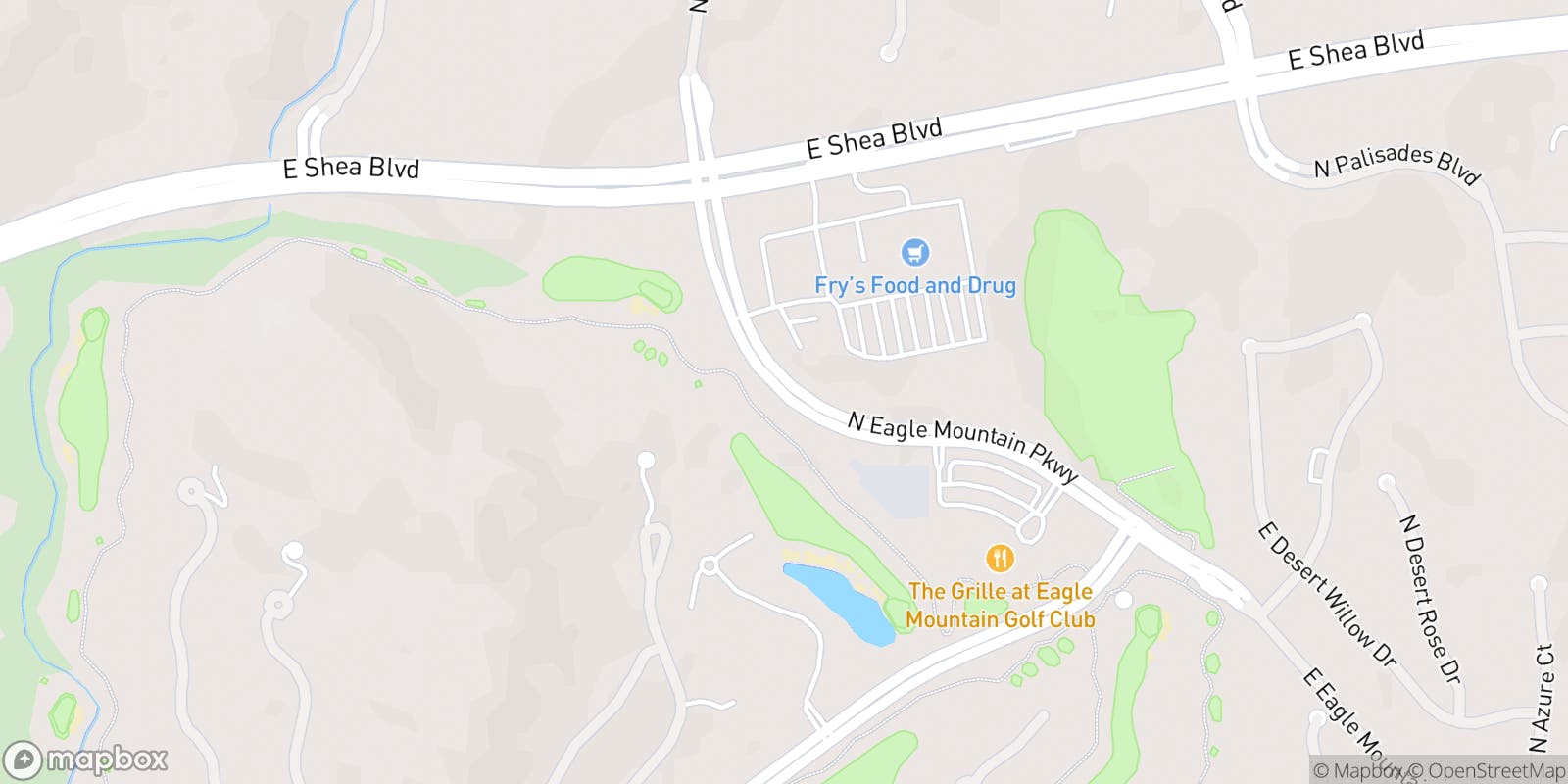 Street map of Eagle Mountain Golf Club and its local surroundings.