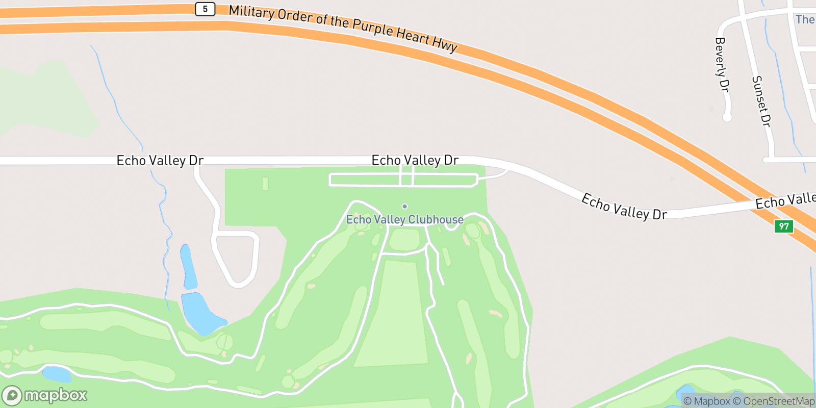 Street map of Echo Valley Country Club and its local surroundings.