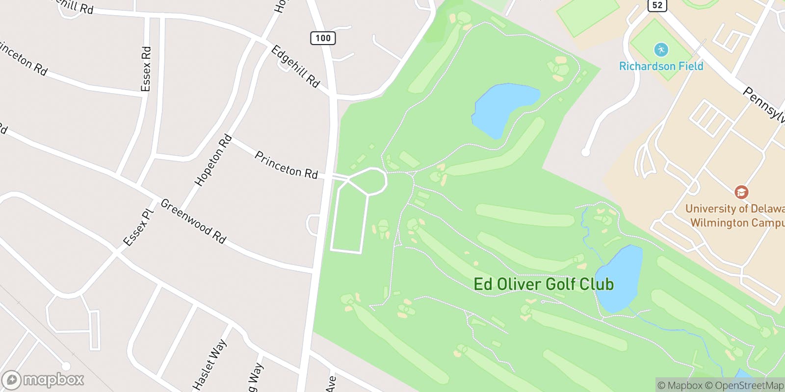 Street map of Ed Oliver Golf Club and its local surroundings.