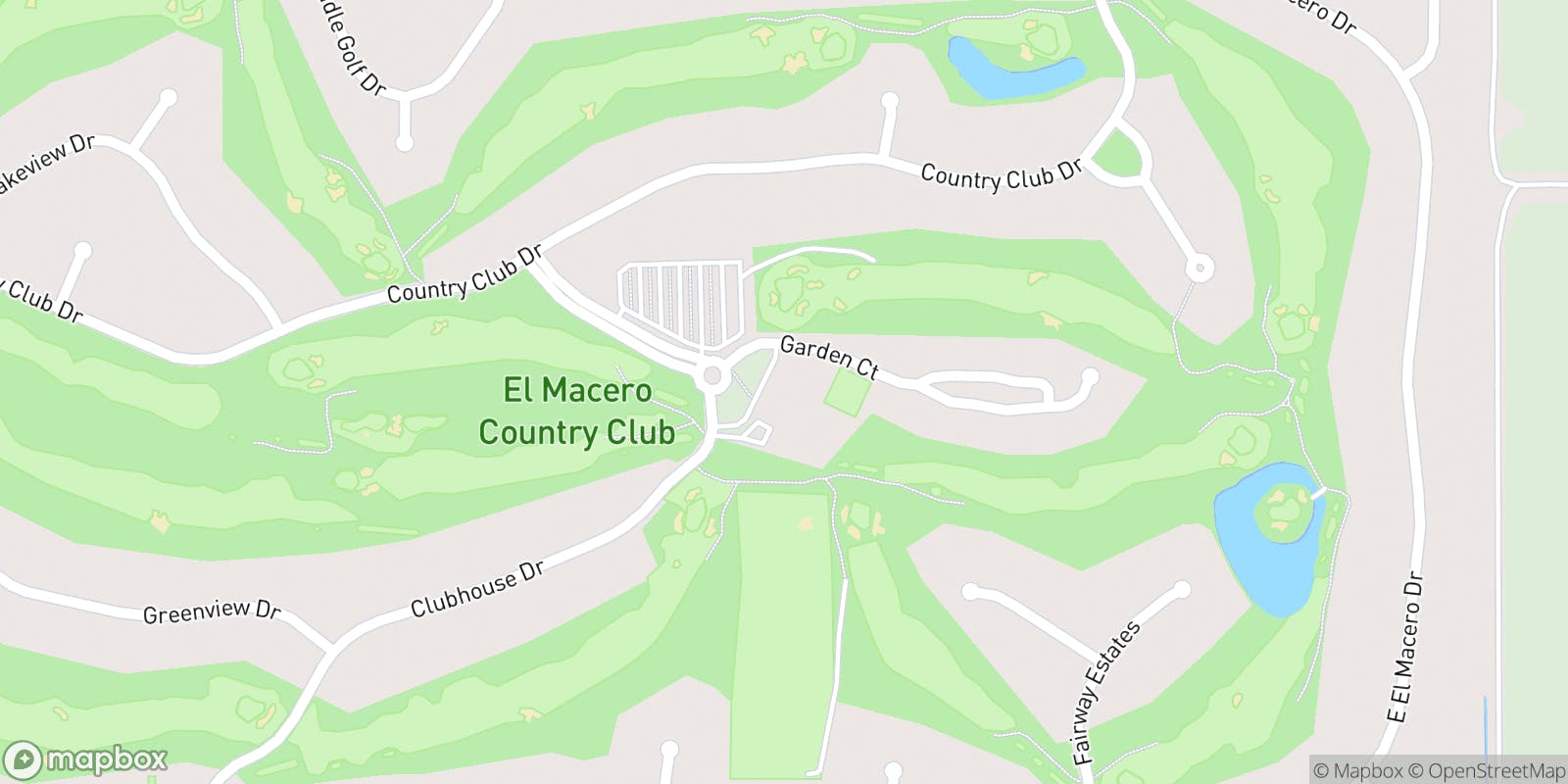 Street map of El Macero Country Club and its local surroundings.