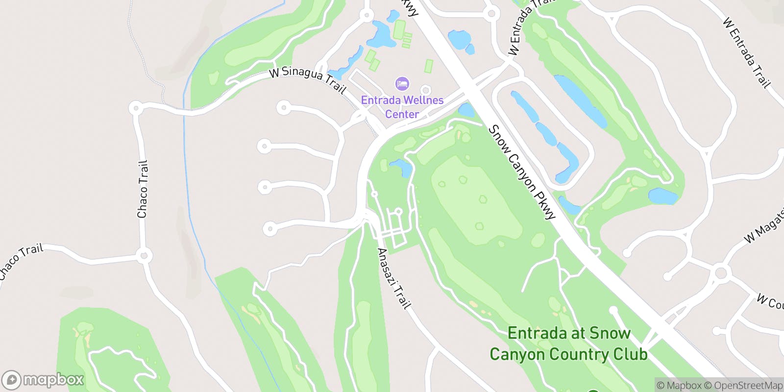 Street map of Entrada at Snow Canyon Country Club and its local surroundings.