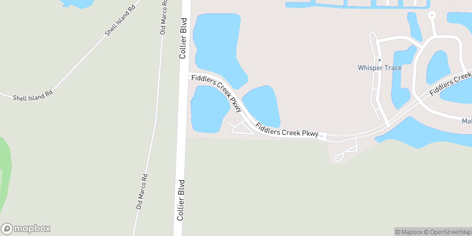 Street map of Fiddler's Creek  and its local surroundings.