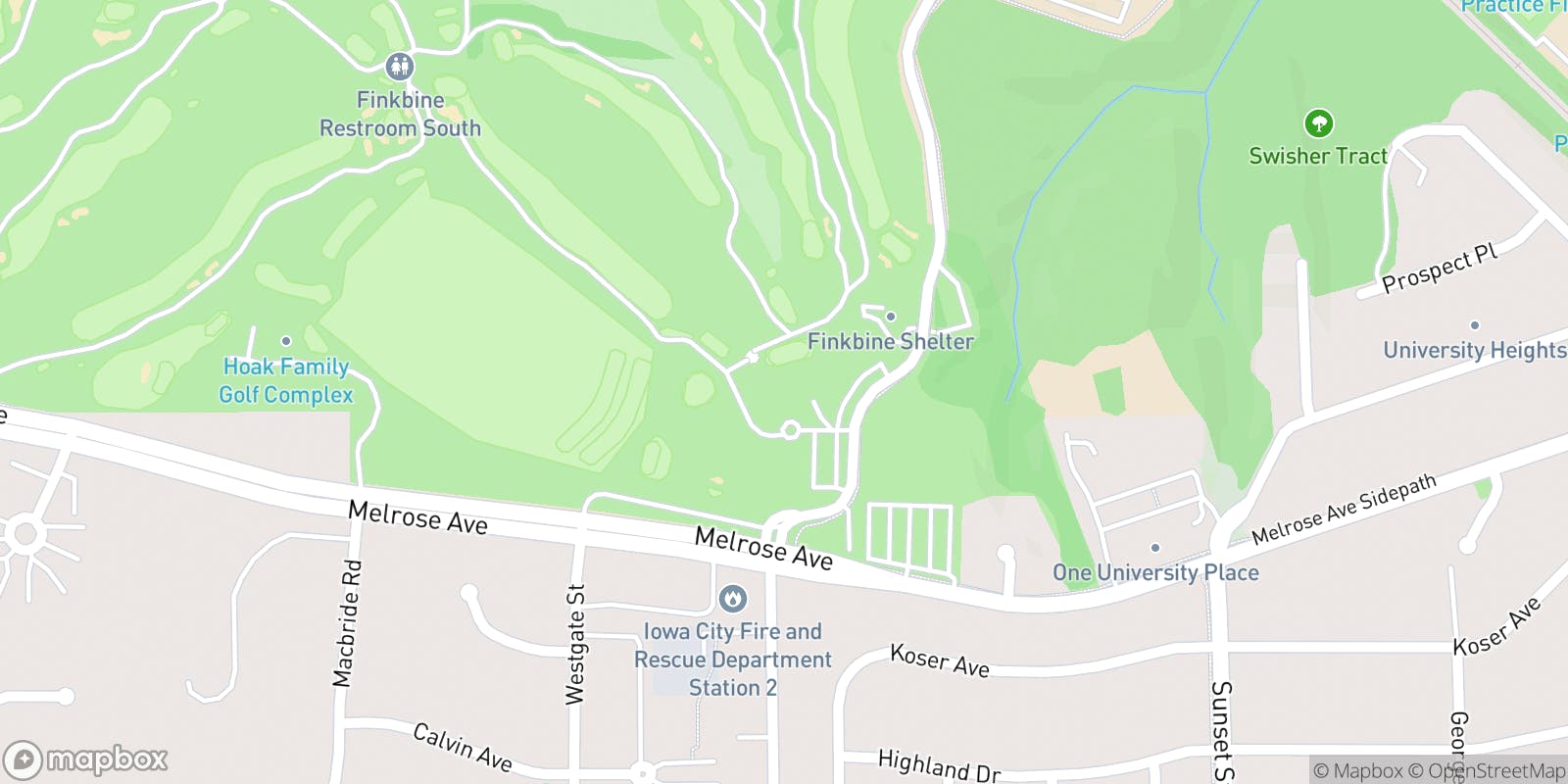 Street map of Finkbine Golf Course and its local surroundings.