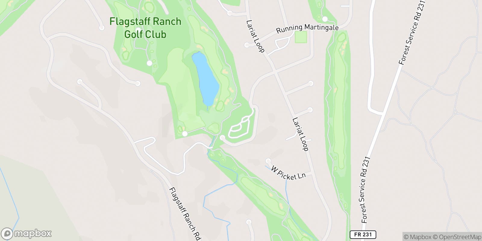 Street map of Flagstaff Ranch Golf Club and its local surroundings.