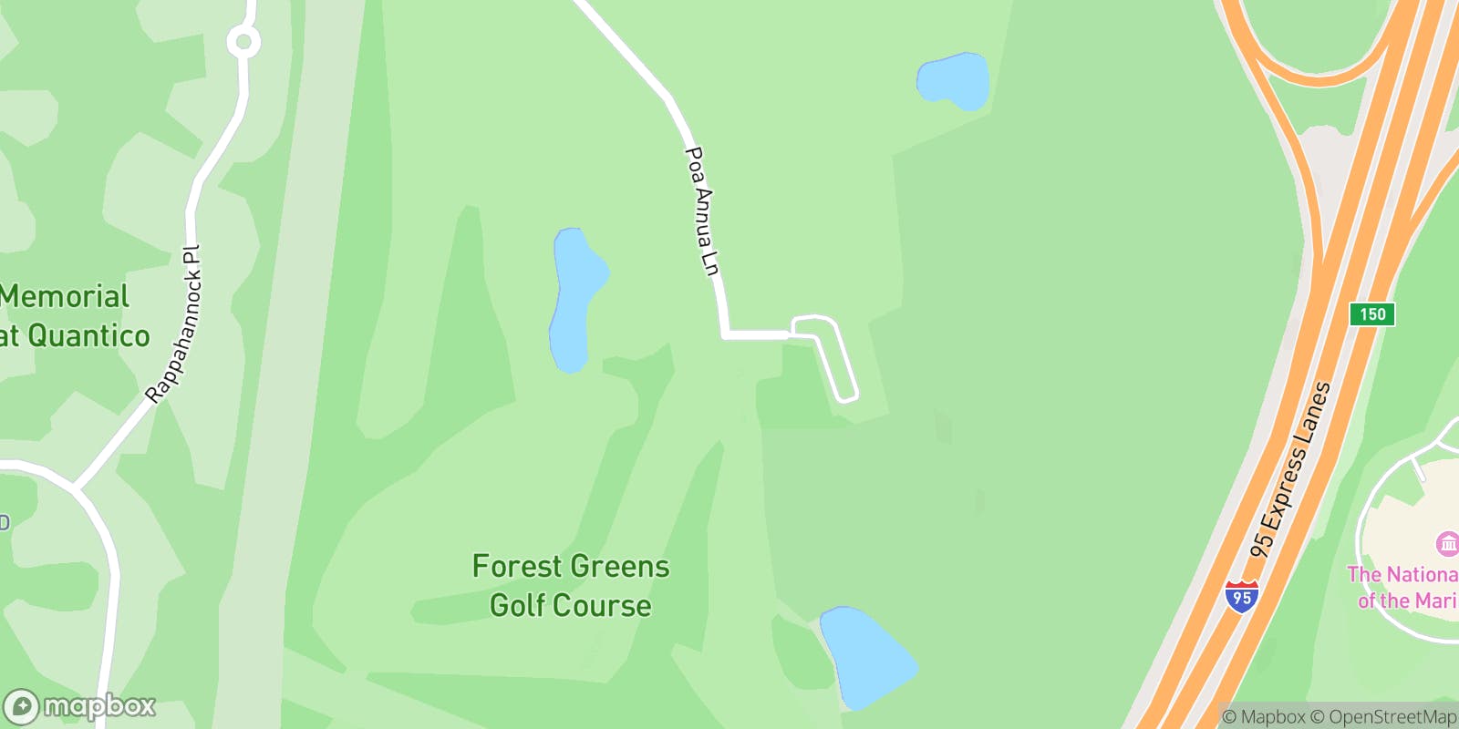 Street map of Forest Greens Golf Club and its local surroundings.