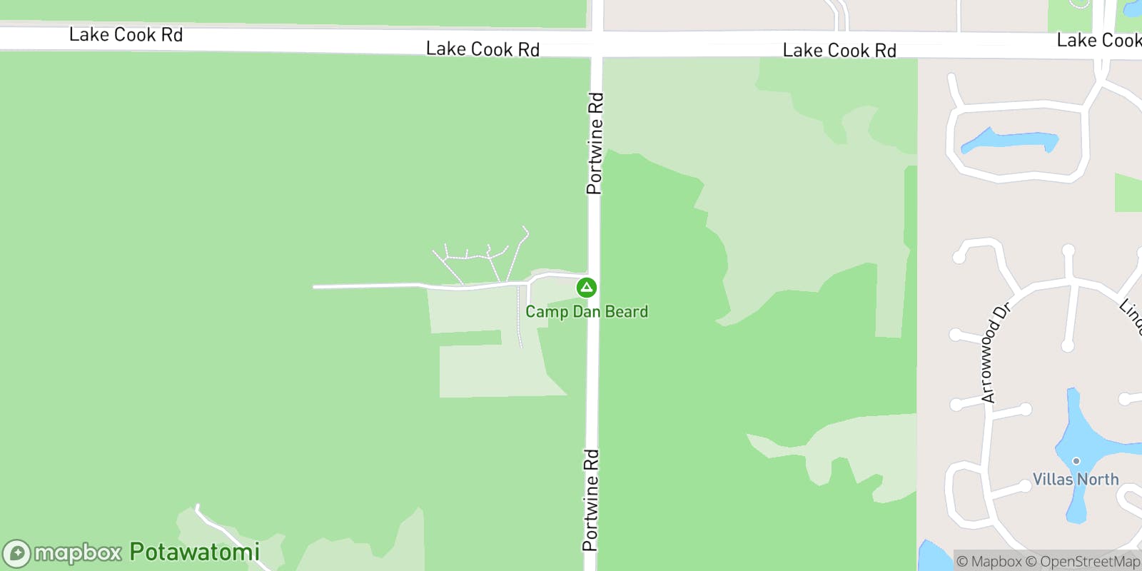 Street map of Forest Preserves of Cook County Campgrounds and its local surroundings.