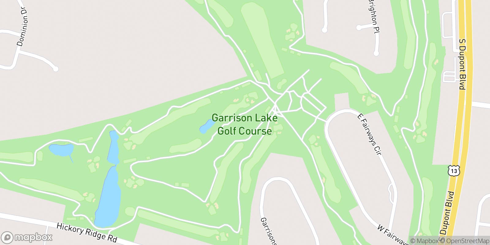 Street map of Garrisons Lake Golf Club  and its local surroundings.