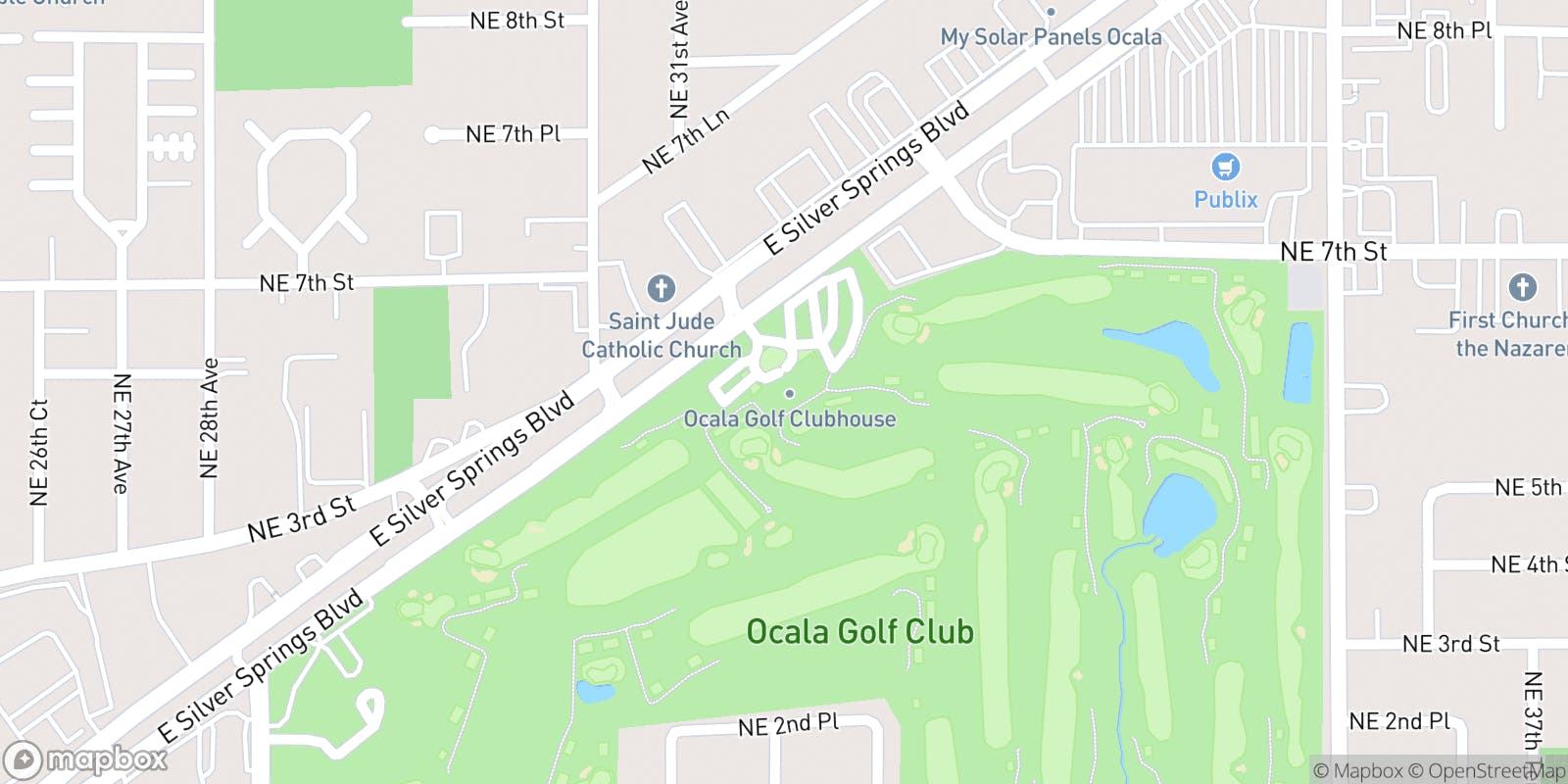 Street map of Golf Club of Ocala and its local surroundings.