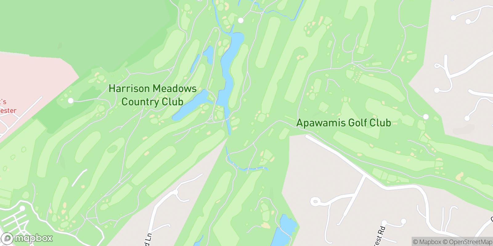 Street map of Harrison Meadows Country Club  and its local surroundings.