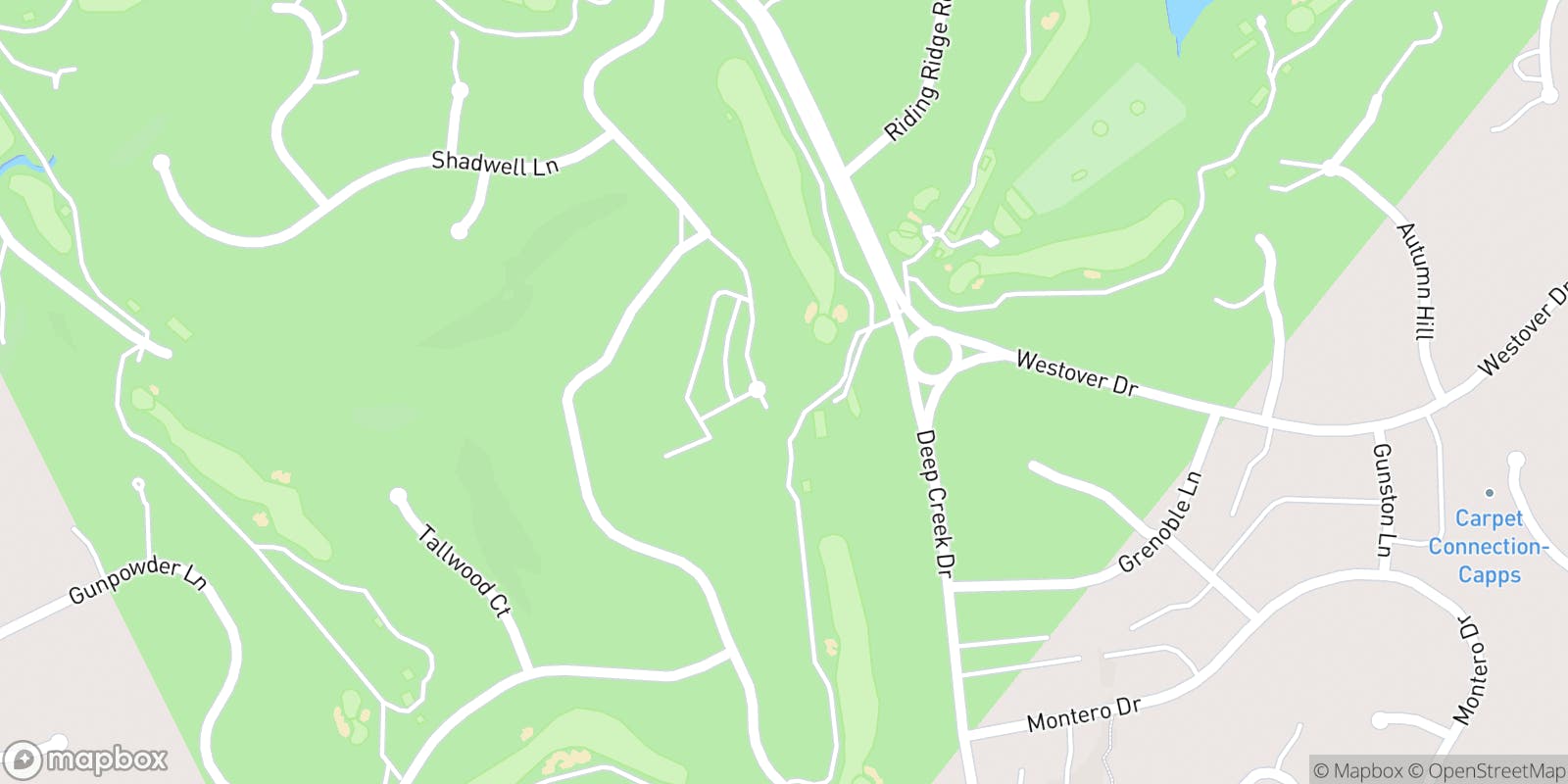 Street map of Hunting Creek Country Club and its local surroundings.