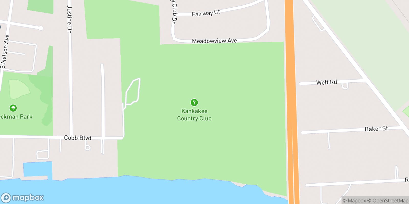 Street map of Kankakee Country Club and its local surroundings.