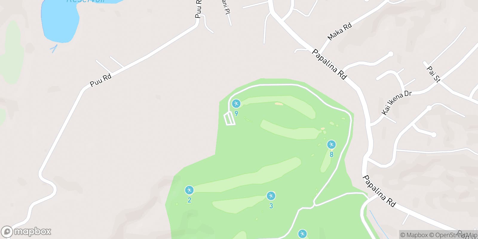 Street map of Kukuiolono Golf Course and its local surroundings.