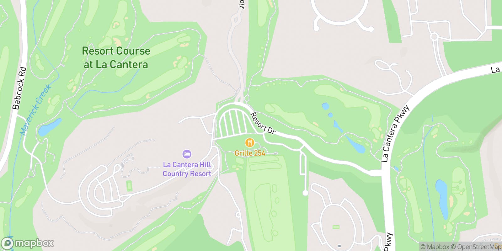 Street map of La Cantera Resort & Spa and its local surroundings.