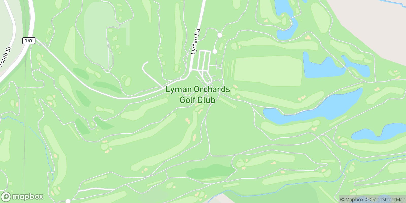 Street map of Lyman Orchards Golf Club and its local surroundings.