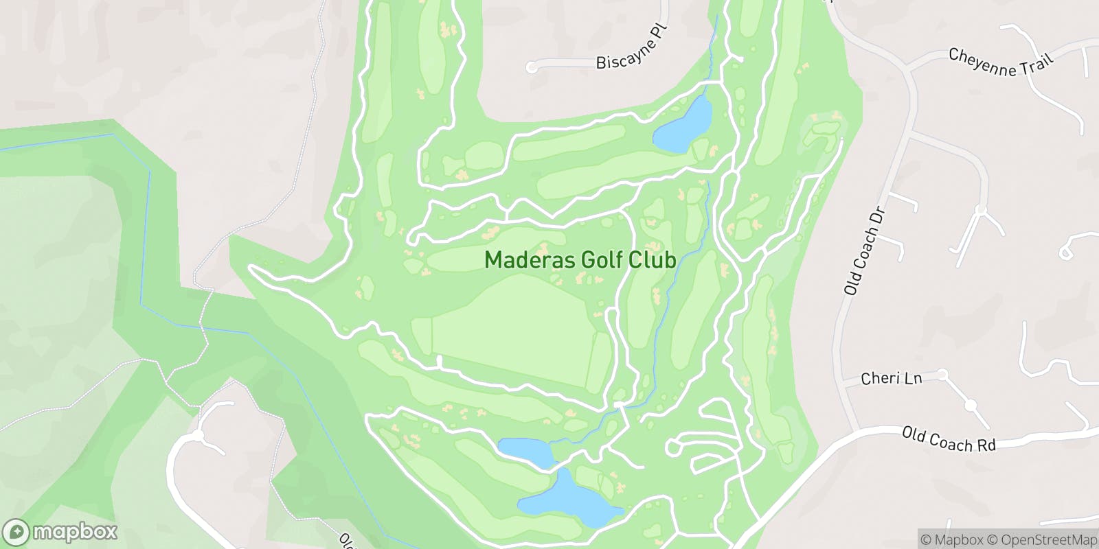 Street map of Maderas Golf Club and its local surroundings.