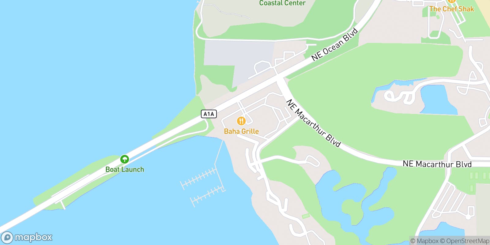 Street map of Ocean Club at Hutchinson Island and its local surroundings.