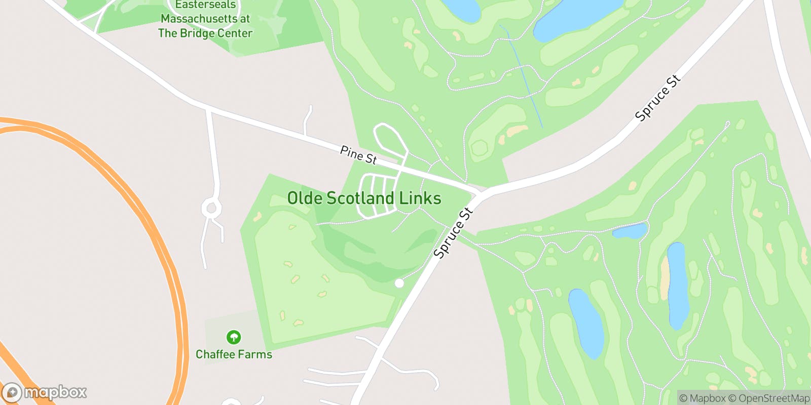 Street map of Olde Scotland Links and its local surroundings.