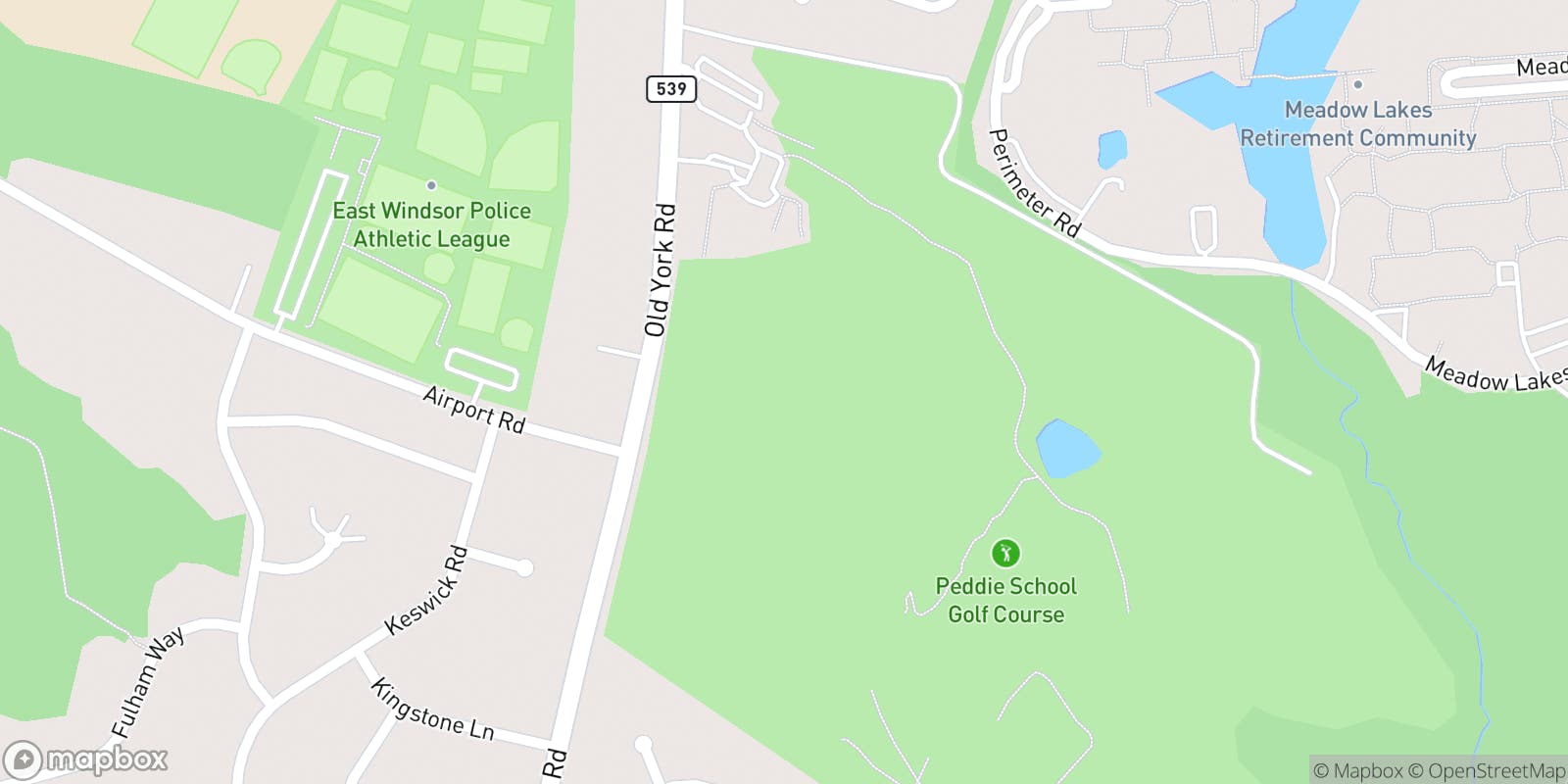 Street map of Peddie Golf Club and its local surroundings.