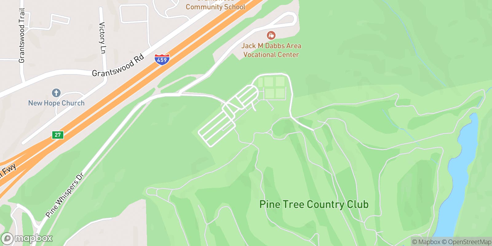 Street map of Pine Tree Country Club and its local surroundings.