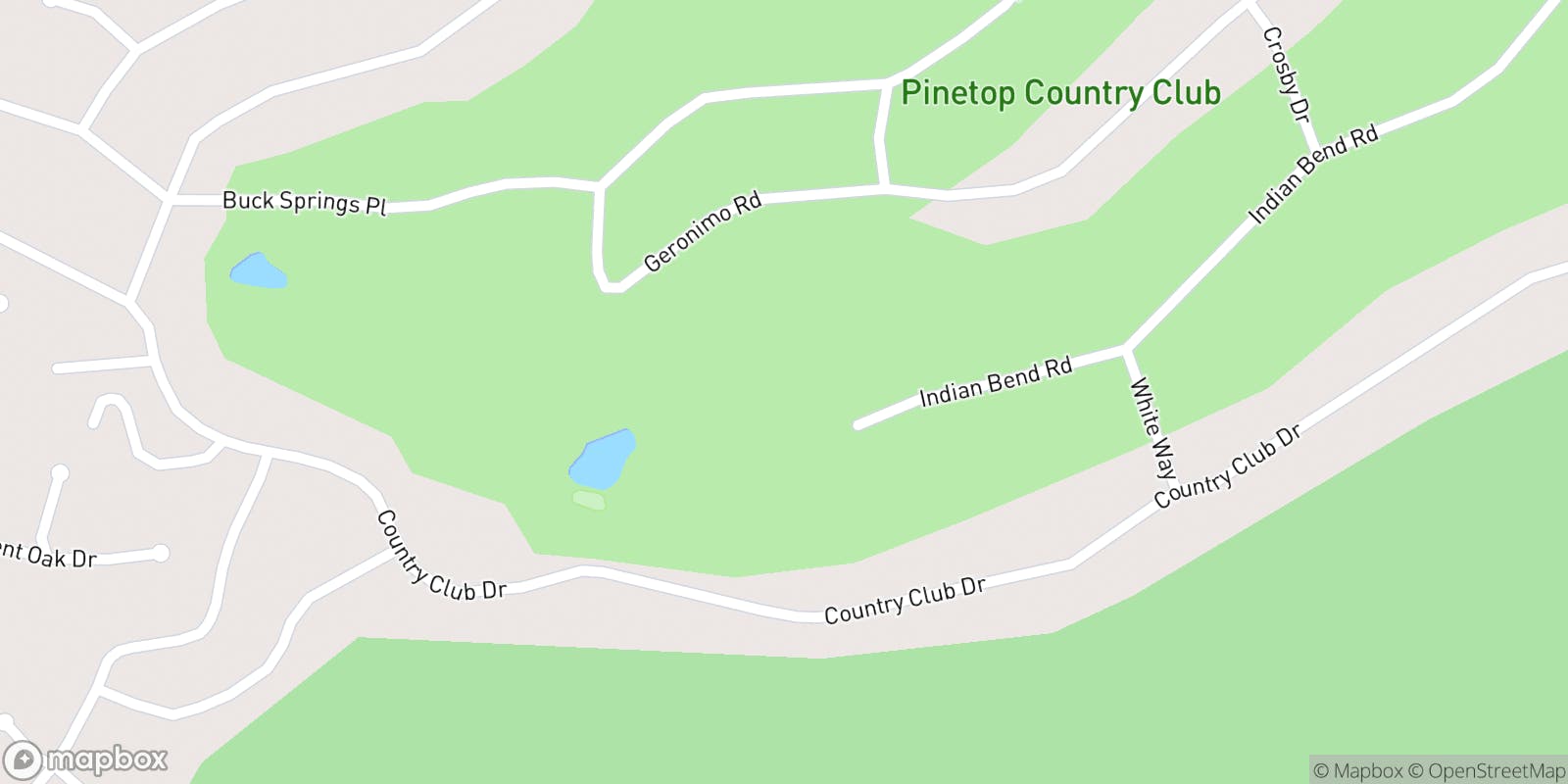 Street map of Pinetop Country Club and its local surroundings.