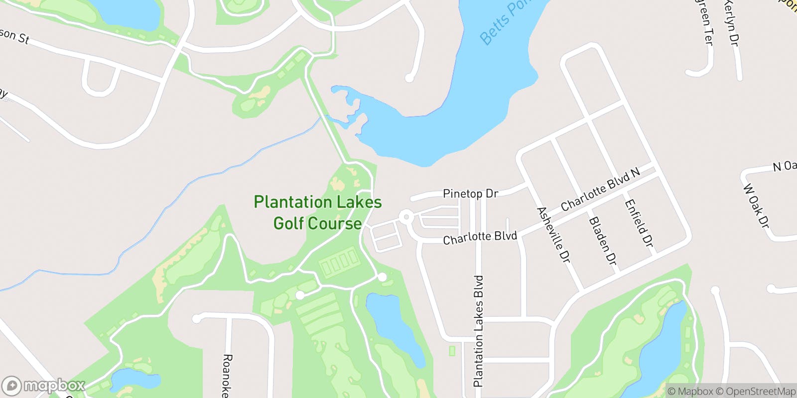 Street map of Plantation Lakes Golf & Country Club and its local surroundings.