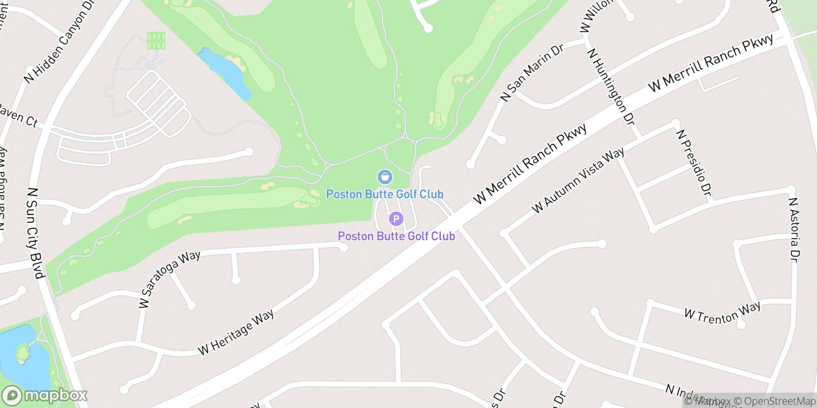 Street map of Poston Butte Golf Club and its local surroundings.