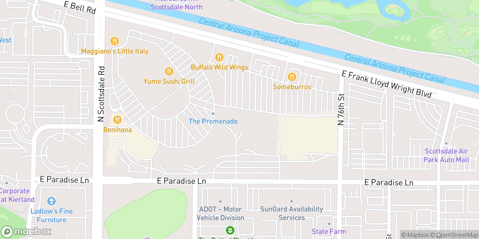 Street map of Putting World Scottsdale and its local surroundings.