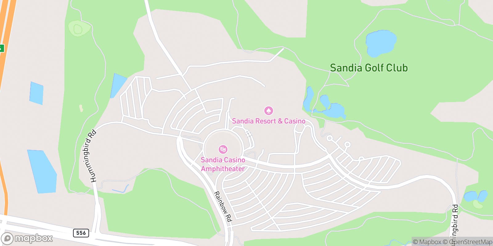 Street map of Sandia Golf Club and its local surroundings.