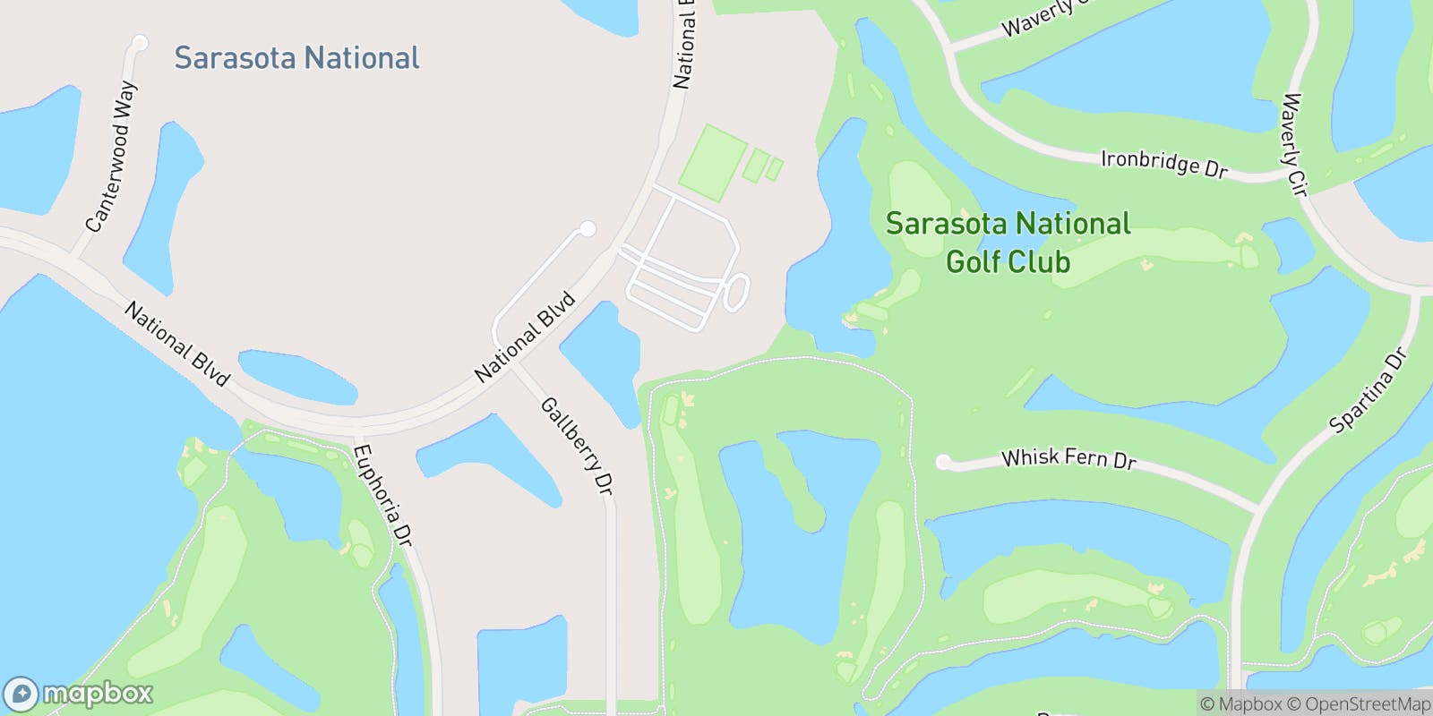 Street map of Sarasota National Golf Club and its local surroundings.