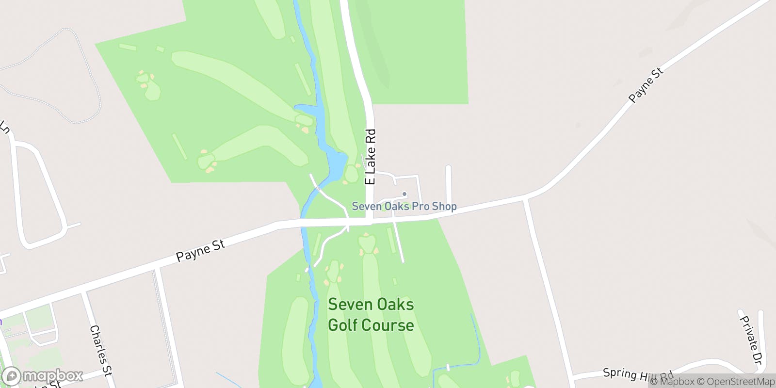 Street map of Seven Oaks Golf Club and its local surroundings.