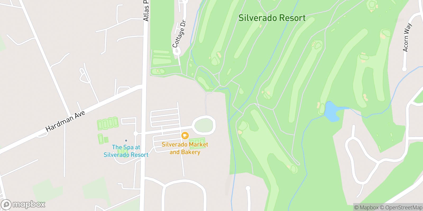 Street map of Silverado Resort and its local surroundings.