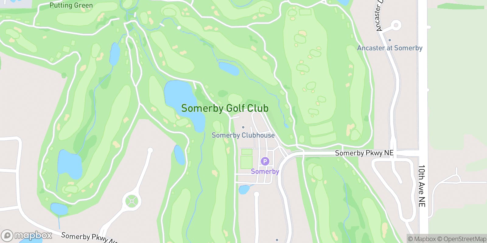 Street map of Somerby Golf Club and its local surroundings.