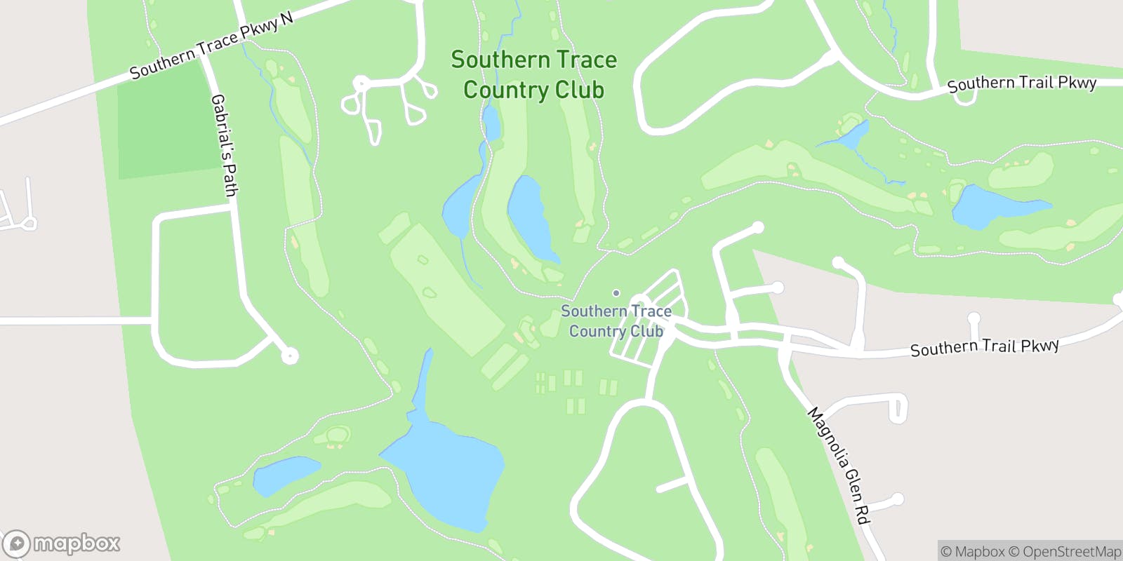 Street map of Southern Trace Country Club and its local surroundings.