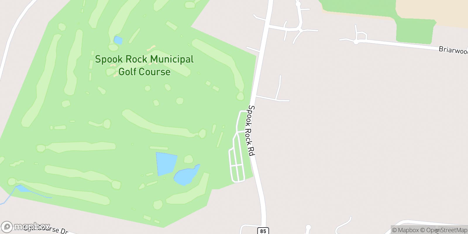 Street map of Spook Rock Golf Course and its local surroundings.