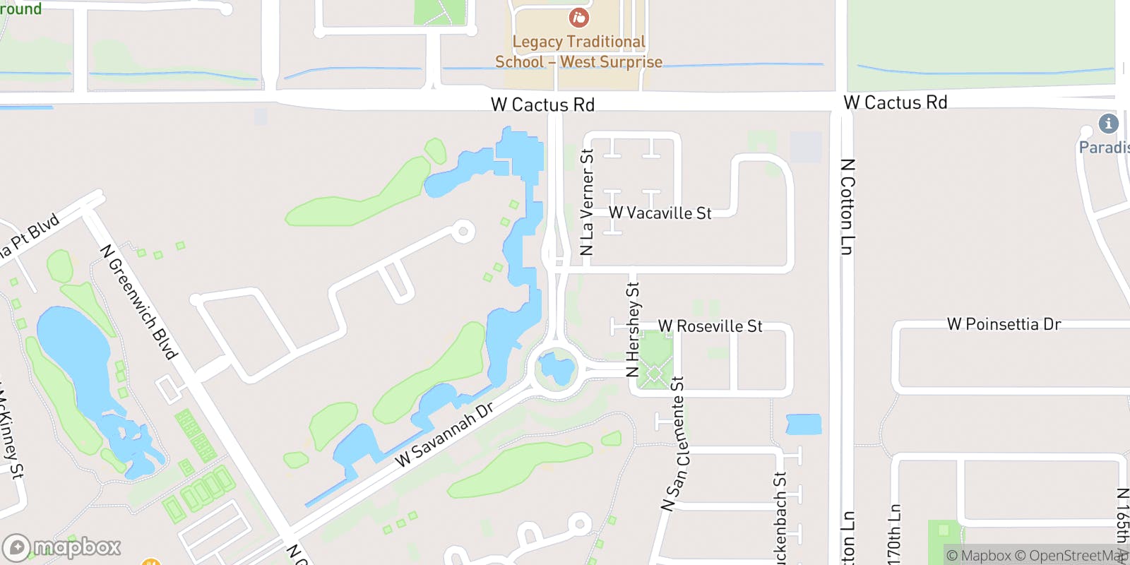 Street map of Sterling Grove Golf + Country Club and its local surroundings.