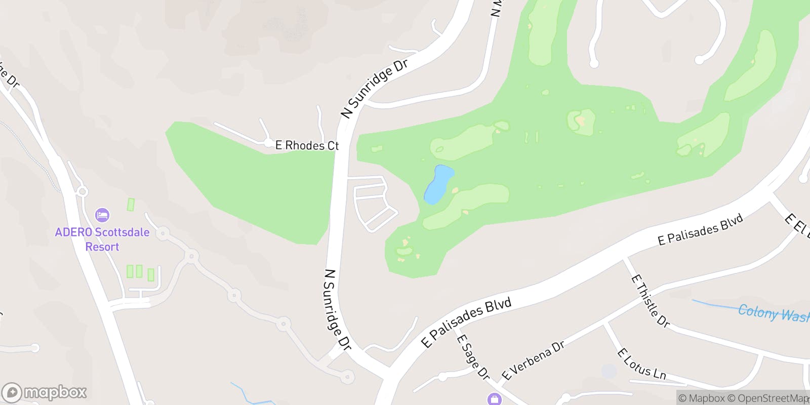 Street map of SunRidge Canyon Golf Club and its local surroundings.